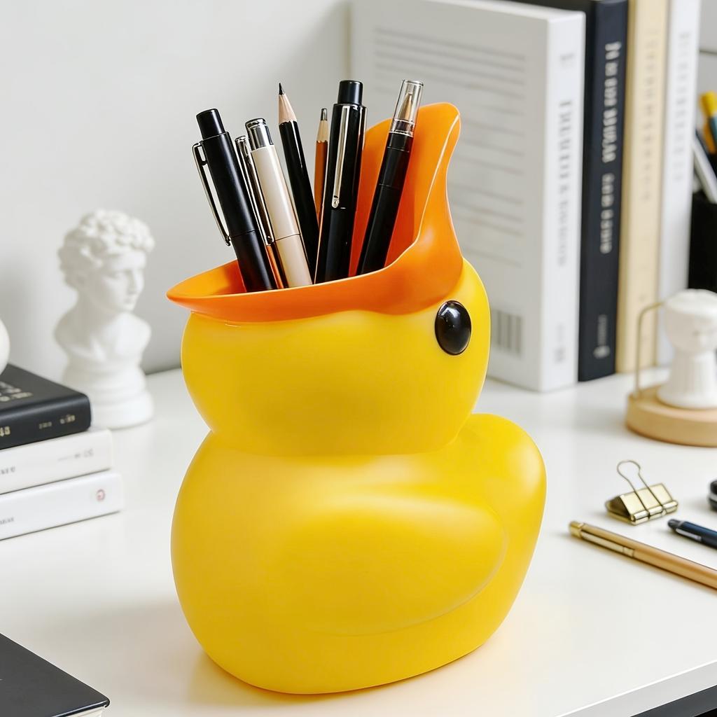 1PC Cute Little Yellow Duck Pen Holder High Value Ornament Student Party Office Party Desktop Finishing Artifact