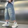 Летняя верхняя одежда для мальчиков, тонкие укороченные джинсы, легкие, свободные, повседневные, персонализированные и модные