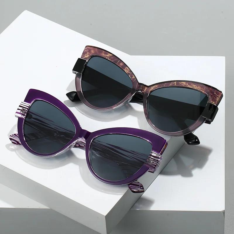 Cat Eye Oversized Sunglasses for Women Ins Personality with UV Protection Sun Glasses Pink Green Party Casual Eyewear