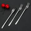 Десертная вилка из нержавеющей стали с длинной ручкой, фруктовые вилки с четырьмя зубцами, обеденная вилка, для послеобеденного чая