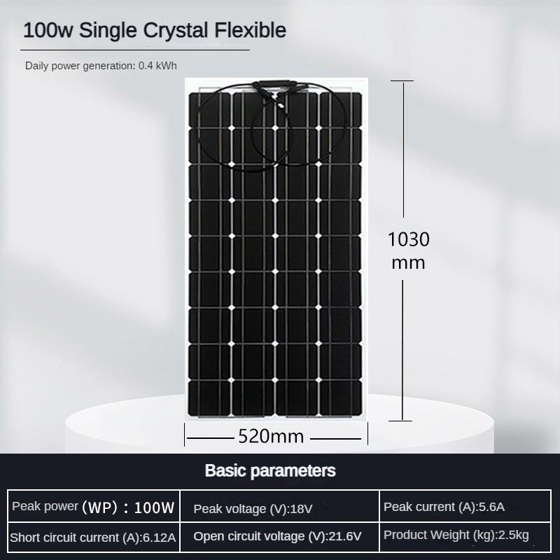Портативная гибкая солнечная панель Монокристаллический кремний Фотоэлектрическая панель для выработки электроэнергии Кровельная панель солнечных элементов