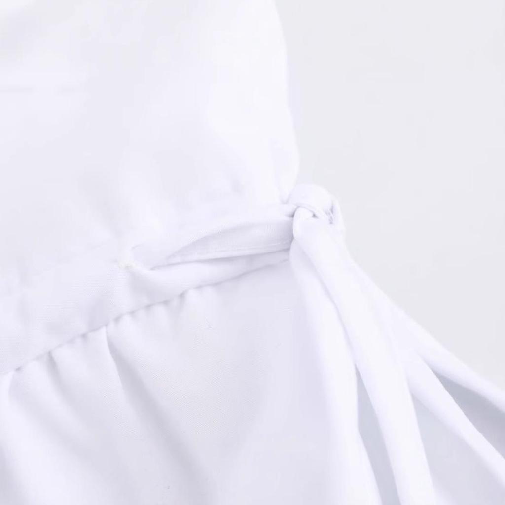 Летнее хлопковое платье на тонких бретелях с вышивкой, 2025: Модное женское платье однотонной расцветки