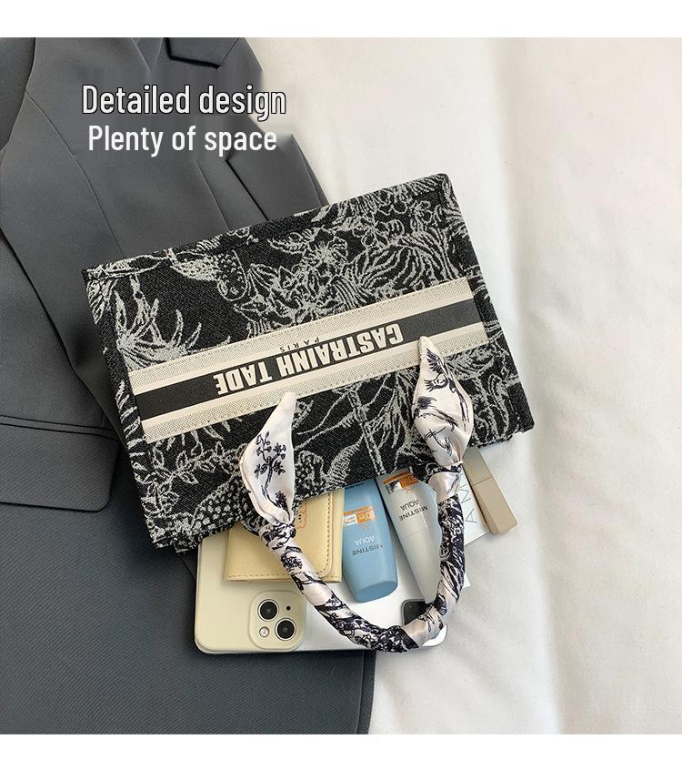 Женская модная сумка-тоут с принтом и шелковым платком – Вместительная, универсальная сумка для поездок на работу