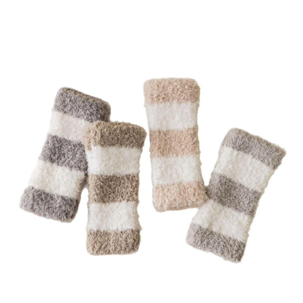 Stripe Short Tube Sock Cover Thicken Warm Winter Foot warmer Creative Coral Fleece Stockings  Girl