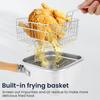 Фритюрница Кастрюля из нержавеющей стали Сковорода для жарки с корзиной и крышкой Переносные квадратные кастрюли для фритюра Пищевые кухонные инструменты