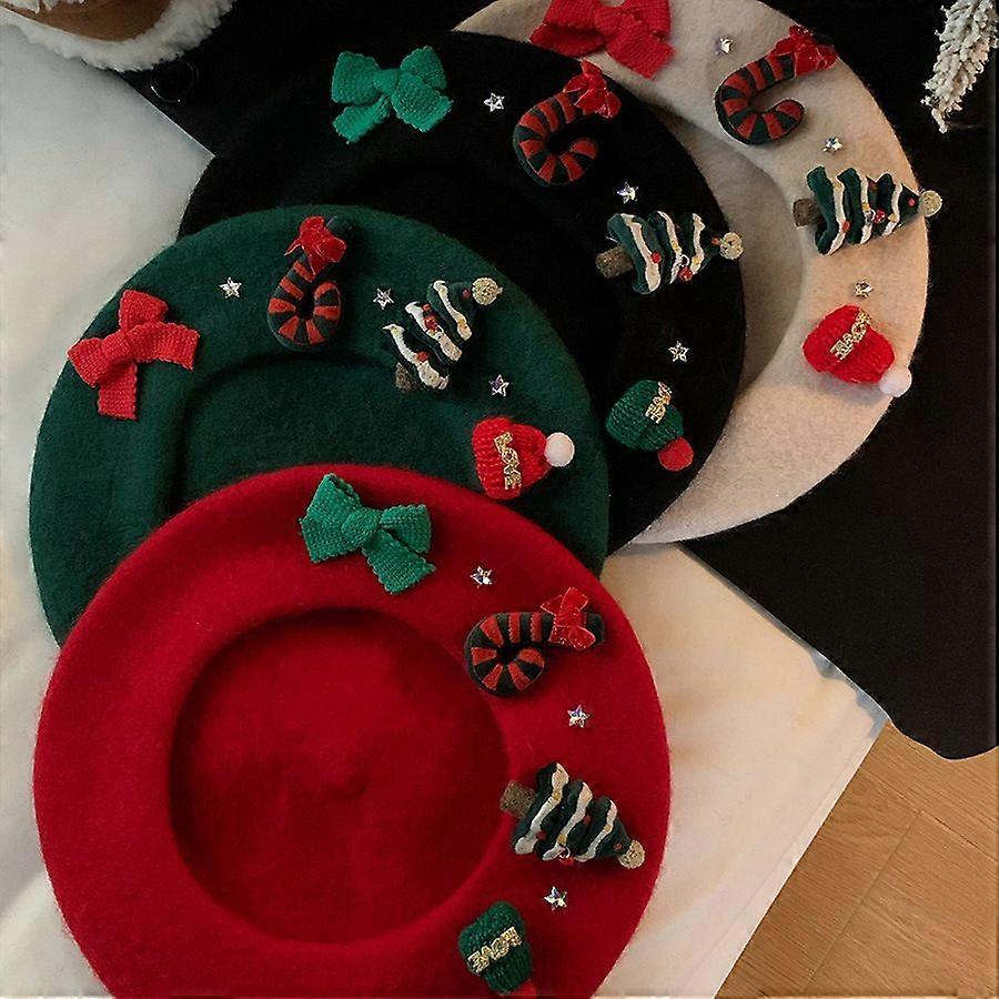 Christmas Gift Wool Beret for Women - Winter Warm Painter Hat, Stylish Vintage Beanie, Soft Comfortable Headwear for Holiday Gifting & Daily Wear