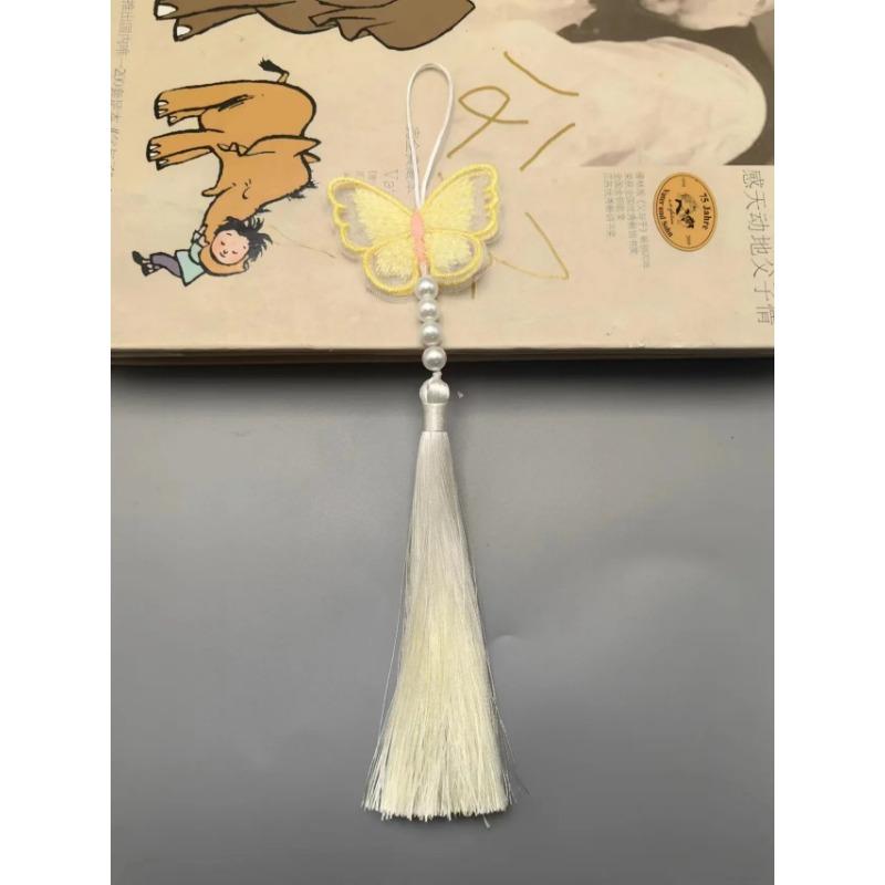 Chinese Classic Tassels Delicate Ethnic Style Flower Metal Frame Pendants DIY Handicraft Ornaments Key Ring Decoration