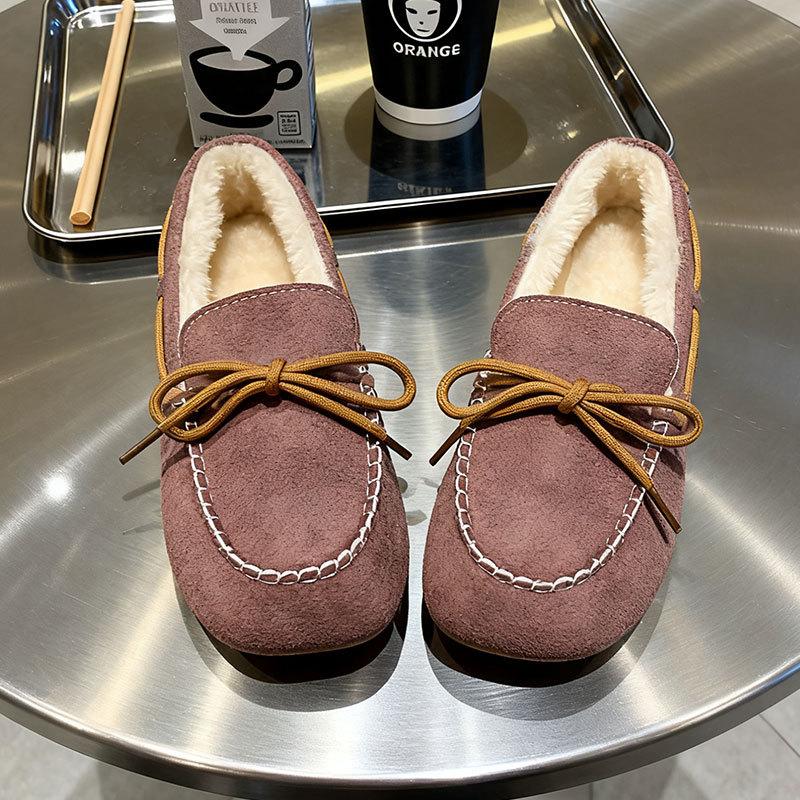 Французские ботинки-бини на толстом каблуке женские 2025 зима новые бархатные теплые хлопковые туфли мягкая подошва ленивые беременные женщины туфли для мамы