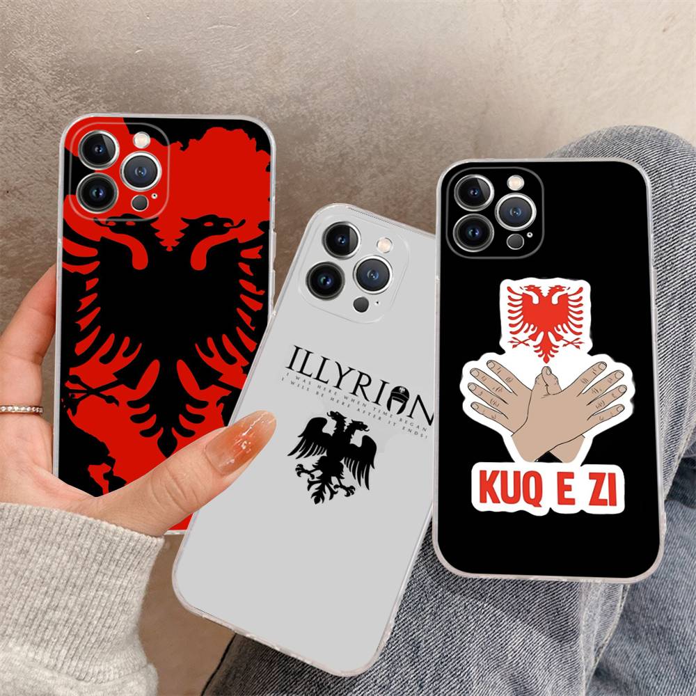 Albanian Flag Map Transparent Phone Case For IPhone 16 15 14 13 12 11 Pro Max Plus Soft Cover