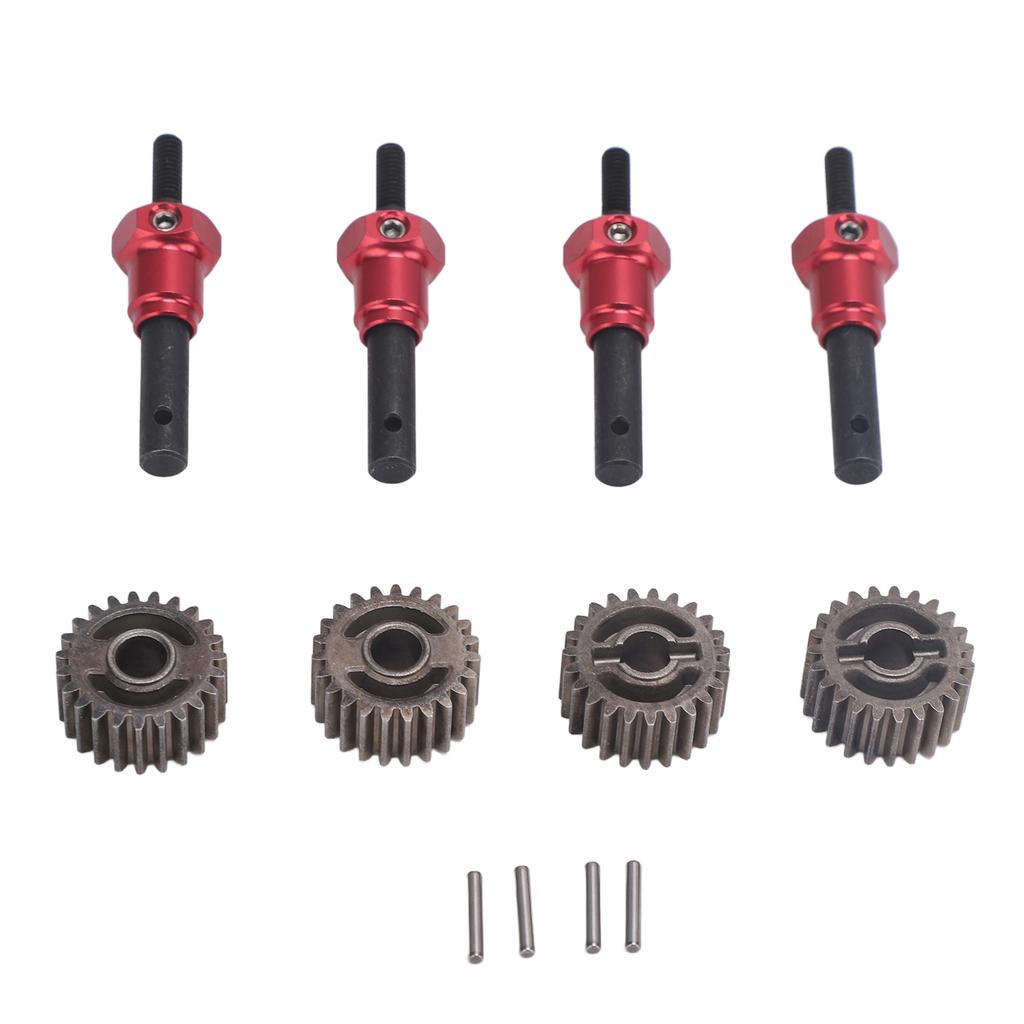 4pcs RC Portal Stub Axle Professional Reinforced Steel RC Car Drive Shaft with Combiner for 110 RC