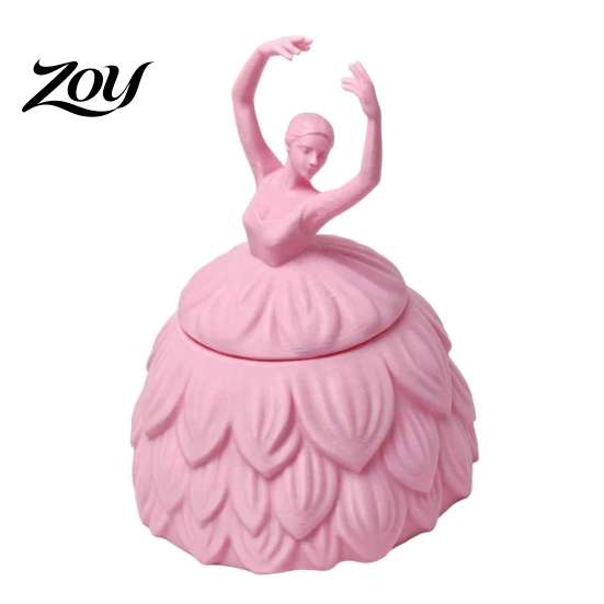 Ballet Dancer Storage Jar 3D Printed Ballerina Jewelry Box with Lid, Decorative Trinket for Princess Room Decor Accessories Rings Earrings,