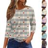 Women's Fashionable Casual Three Quarter Sleeve Printed Round Neck Top