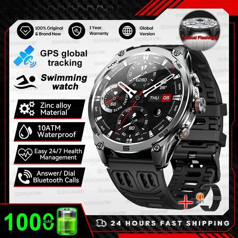 Новые GPS-смарт-часы с аккумулятором 1000 мАч, компасом, водонепроницаемостью 10 АТМ, тактическим спортивным фонариком, поддержкой звонков по Bluetooth. Смарт-часы для мужчин. Для xioami