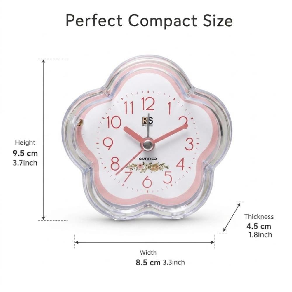 Transparent Shell Flower Alarm Clock Dopamine Tones Analog Alarm Clock Bedroom Decor