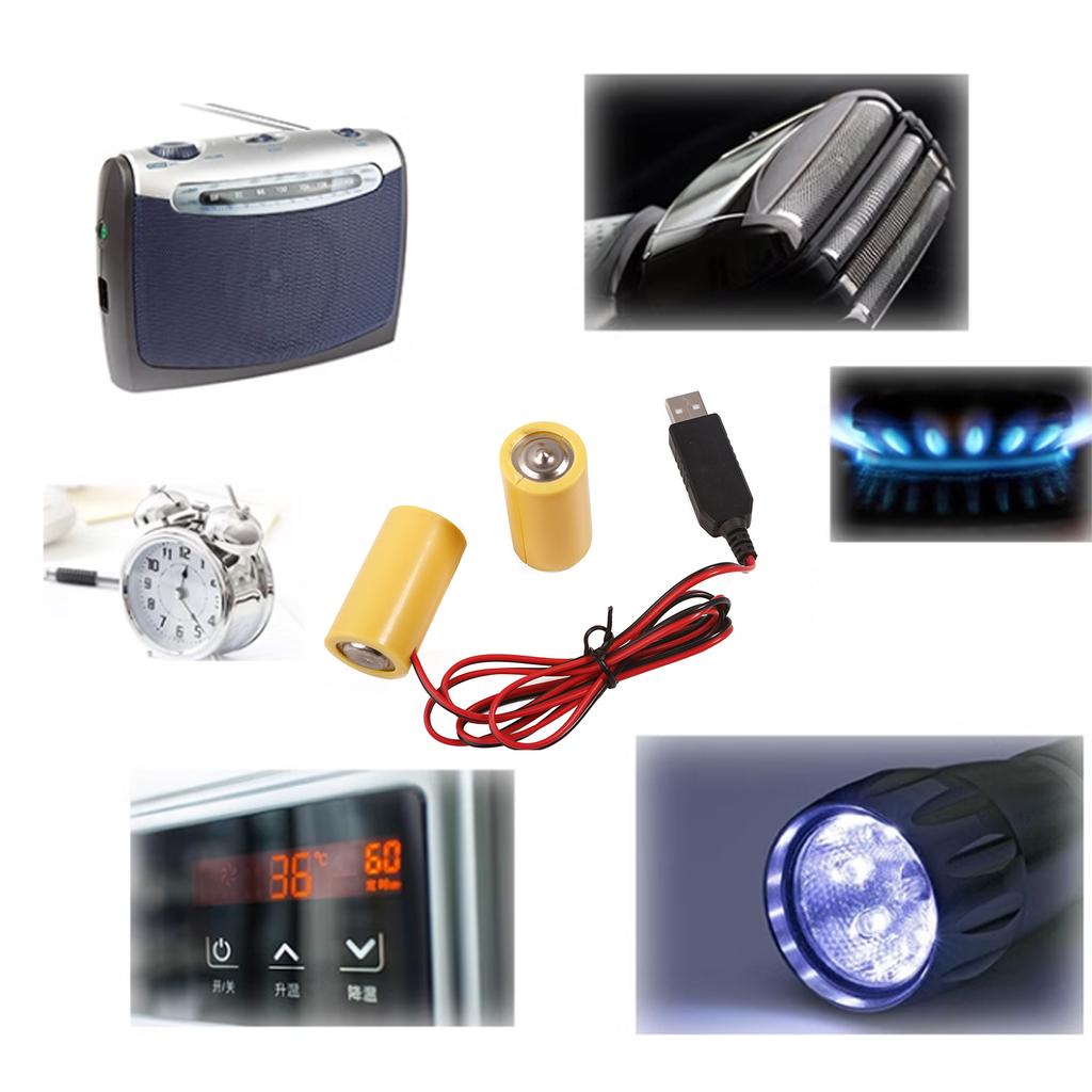 Универсальный LR14 C выпрямитель батареек с питанием от USB-кабеля, заменяет 2 шт. батареи размером 1,5 ВК для светодиодных ламп, электронных игрушек