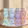 1PC Special Emotional Learning Quote Print 750ml Color Plastic Sports Water Bottle Leakproof Flip Straw Lid Suitable for Sports Office Home Use