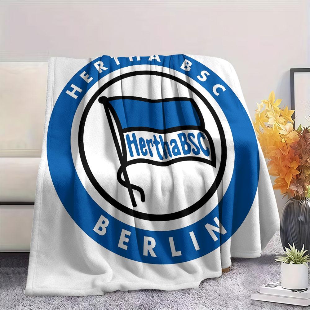 Hertha BSC Berlin Printed Flannel Blanket, soft throw for bedroom sofa, washable,soccer fan merchandise, great gift.