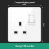 UN UK RU Standard Wall Light Switch Power Socket,18W Plug Type-C USB Quick Charging Universal 5-pin Tempered Glass Socket Outlet