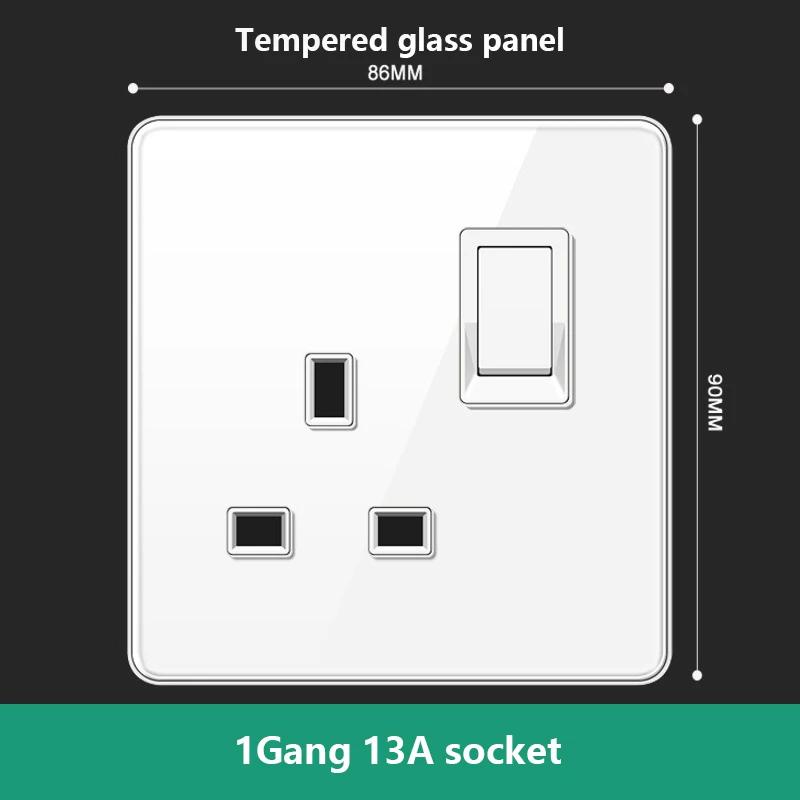 UN UK RU Standard Wall Light Switch Power Socket,18W Plug Type-C USB Quick Charging Universal 5-pin Tempered Glass Socket Outlet