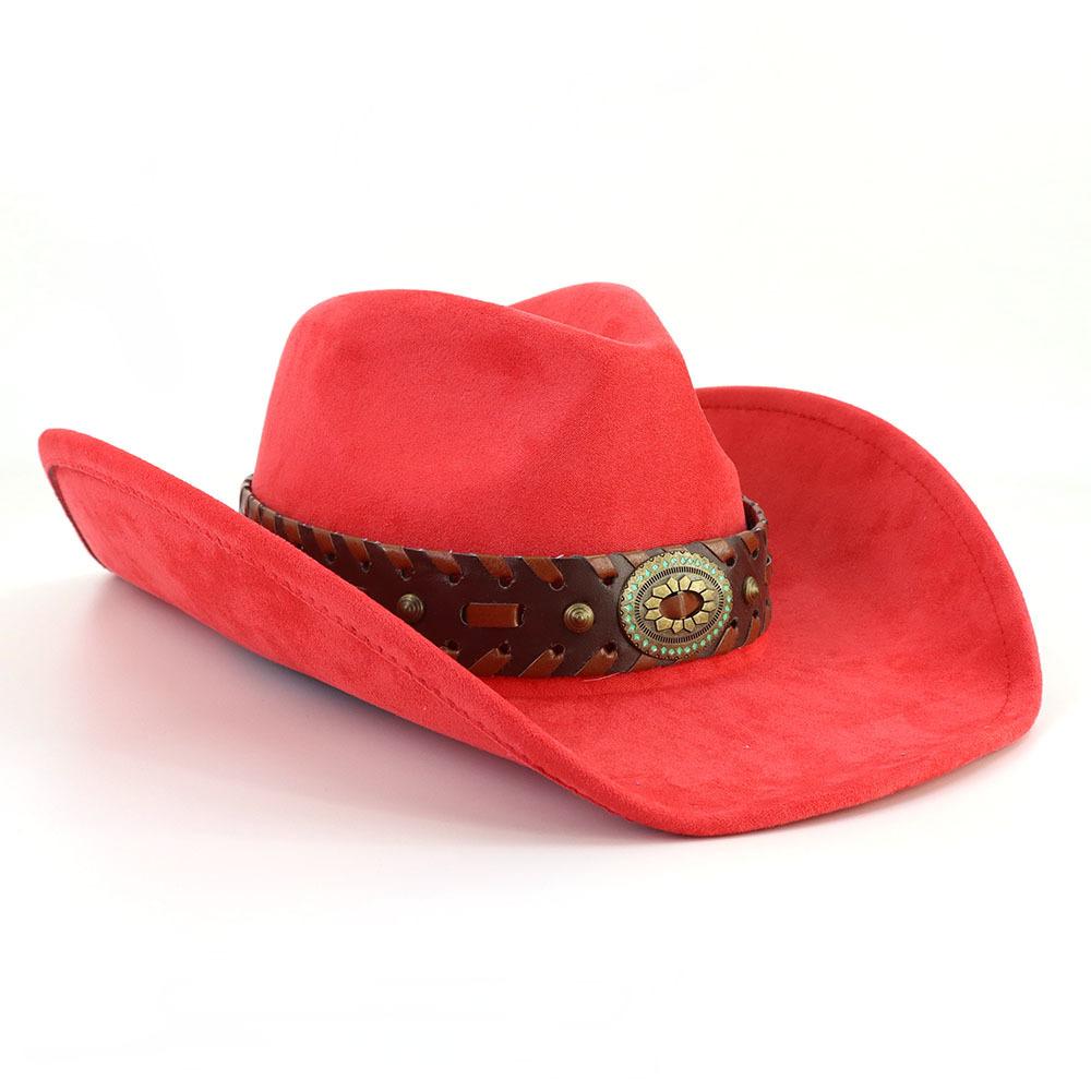 Замшевая шляпа Fedora Ковбойские шляпы в стиле вестерн Замшевая ковбойская шляпа в стиле вестерн Мужская и женская ковбойская шляпа с большими полями с каплевидным верхом