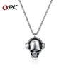 Opk Jewelry Персонализированный кулон-череп из титановой стали Ретро Хип-хоп Стиль Наушники Ожерелье Мужское