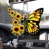 Butterfly Cross Hanging Decoration for Car Sunflower Butterfly Car Charm Rear View Mirror Accessories Car Interior Decor Pendant