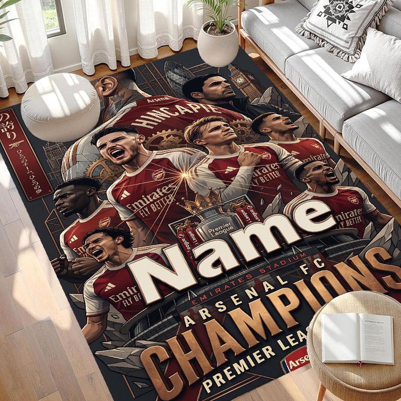 Custom Name Personalized Football Print Carpet, Versatile Home Decor Rug, for Playroom, Apartment, Balcony, Entryway, Hallway Gift