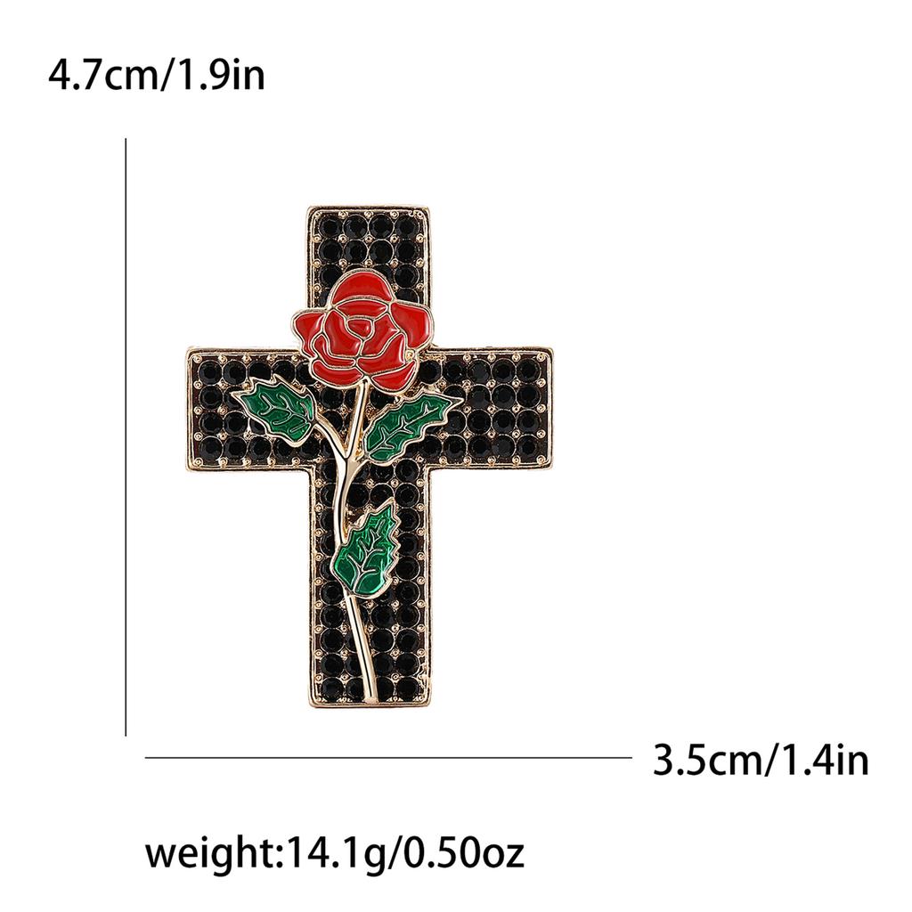 Винтажный сплав горный хрусталь крест роза брошь интернет знаменитость женская одежда брошь украшение булавка