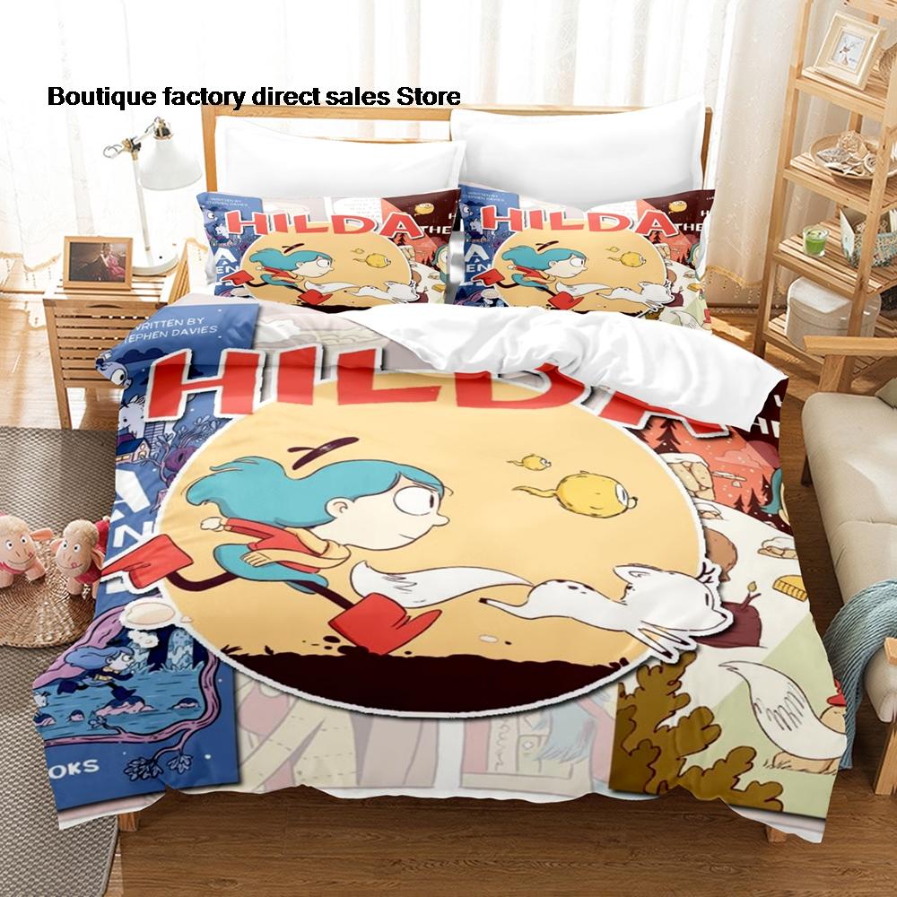 3D Печатный Набор Постельного Белья Hilda The Series Пододеяльник Наволочка Для Детской Спальни Декор Односпальная Полуторная Двуспальная Евро Размер Кровать Постельное Белье