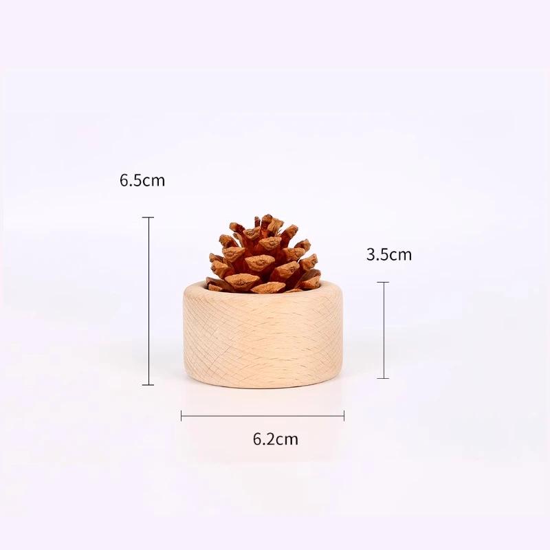 Буковый Деревянный Аромадиффузор в Форме Сосновой Шишки - Беспламенный Ароматерапевтический Декор для Дома, Рабочего стола и Автомобиля.