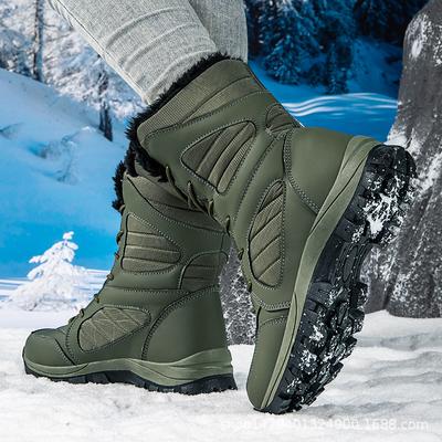 Зимние водонепроницаемые женские ботильоны 2025 года, новые уличные утолщенные плюшевые зимние ботинки, модные нескользящие толстые подошвы, теплые ботинки на каблуках