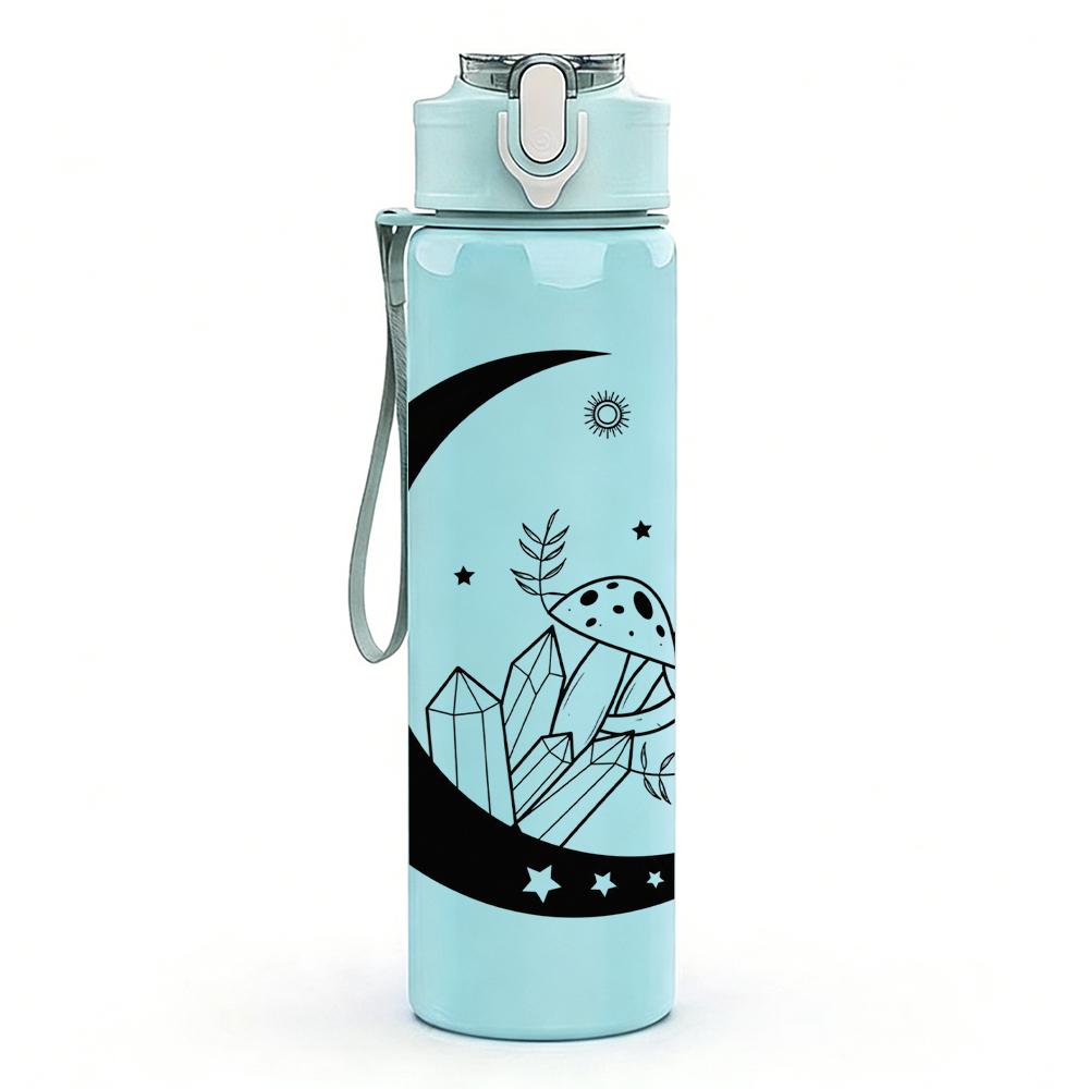 1PC Moon Rabbit Star Decor Graphic,750ml Color Plastic Sports Water Bottle,Leakproof Flip Straw Lid,Suitable for Sports Office Home Use
