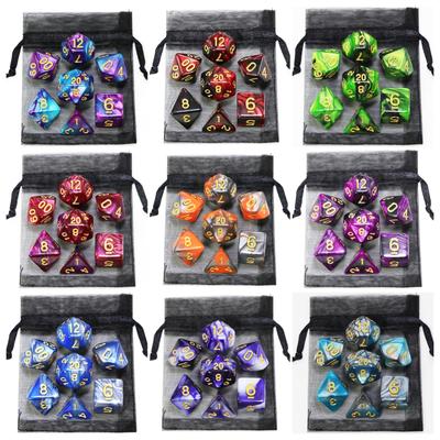 Игровые кости DND, ролевые игральные кости, набор кубиков для смешивания цветов с сумкой, 9 различных стилей, доступных для портативных игрушек, DND, RPG, TRPG, игры