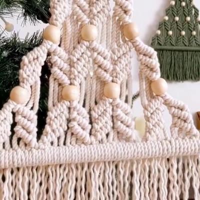 Набор для макраме «Рождественская елка» Сделай сам, Зеленый и бежевый полиэстер, Праздничный настенный декор, Идеальный подарок для семьи и друзей