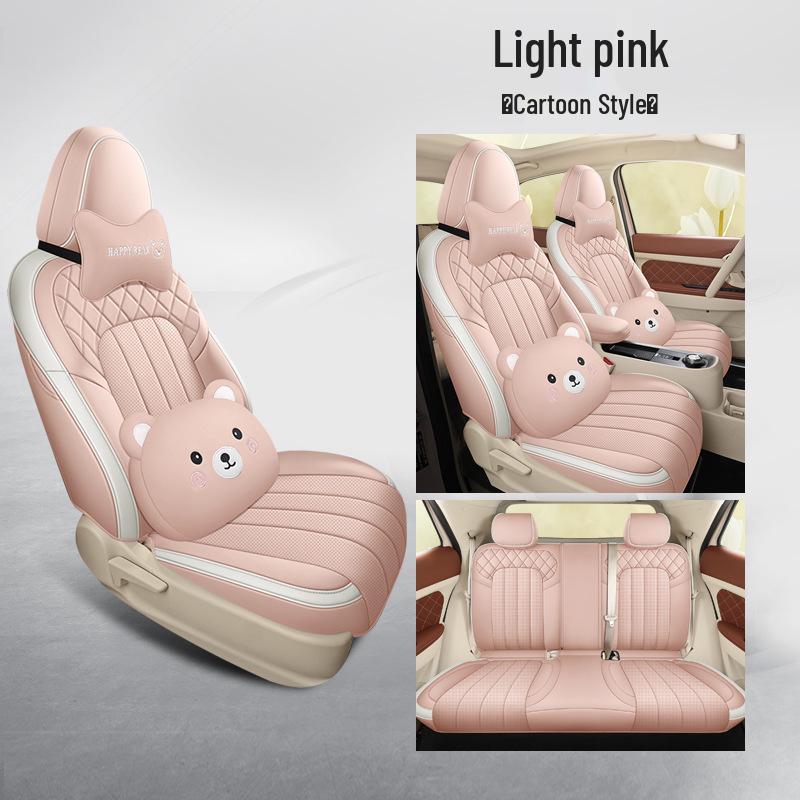 ORA Good Cat Cartoon Leather Car Seat Cushion - Universal Fit, Four Seasons