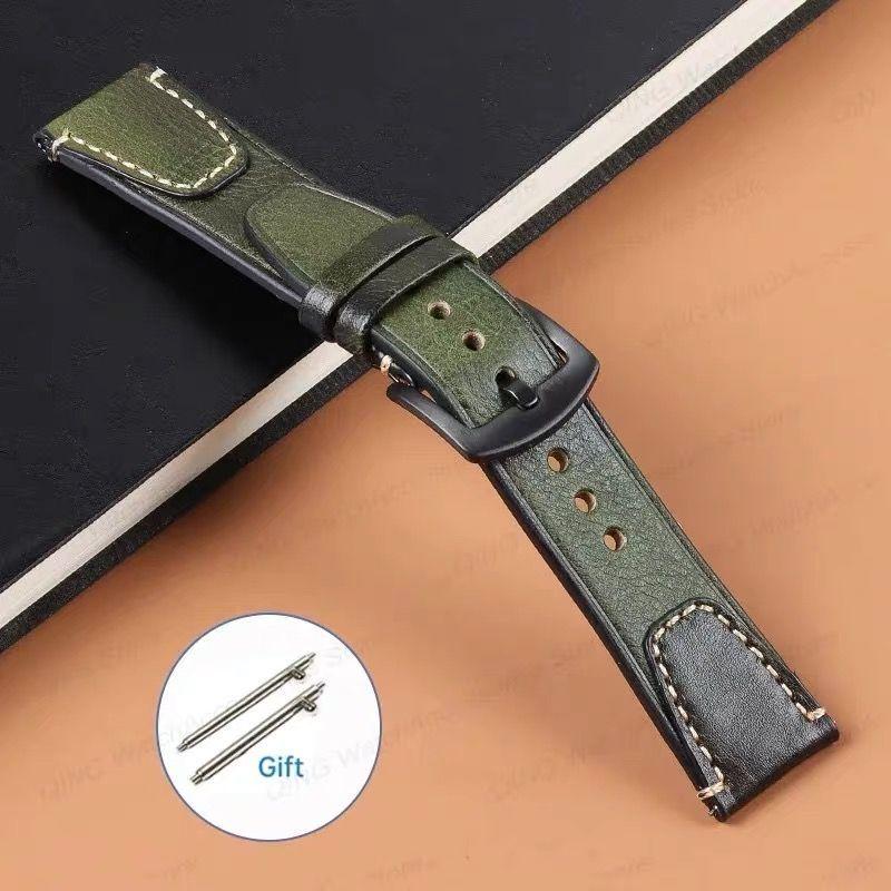 18мм 20мм 22мм Универсальный Ретро Премиум Натуральная Кожа Мягкий Ремешок Быстросъемная Пряжка-штифт Запасной Ремешок для Часов Бизнес Черный Коричневый Синий Зеленый