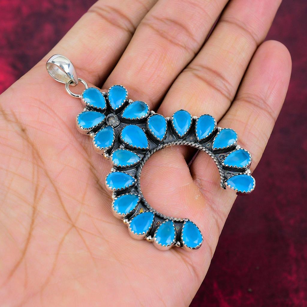 Ожерелье с подвеской ручной работы из синего халцедона, замечательная подвеска из цельного серебра 925 пробы, ювелирные изделия из драгоценного камня халцедона категории AAA+