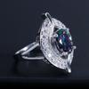 WWJ Mystic Sparkling Rainbow Color Oval Round Zirconia Party Finger Ring