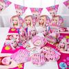 Girl Barbie Doll Pink Birthday Party Supplies Tableware Cups Decorations Plates