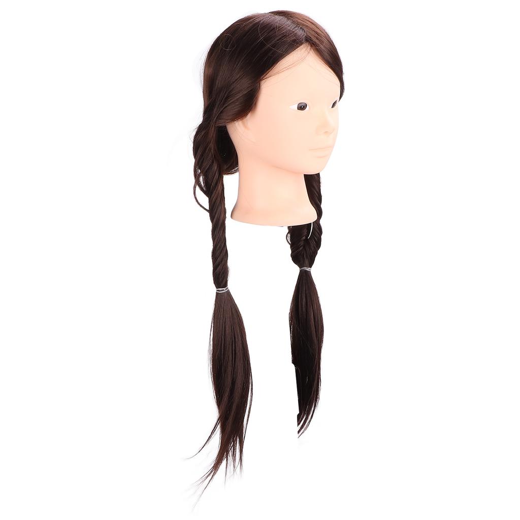 Long Brown Hair Mannequin Head High Temperature Synthetic Hair Styling Practice Training Head for Beauty Teachers