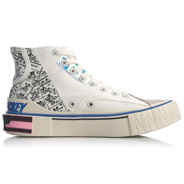 Li Ning We I Canvas Hi Cartoon Нескользящие износостойкие высокие кроссовки для скейтбординга Женские кроссовки для скейтбординга Белые серые AGCQ202-2