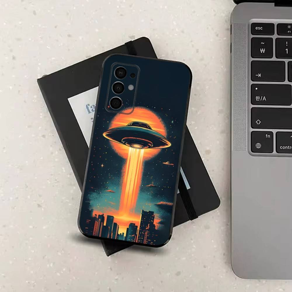 Singular Space UFO Alien Phone Case For Samsung Galaxy A73,31,32,72,41,53,52,71,22,5G,Note,J7,8,9 Soft Black Silicone Cover
