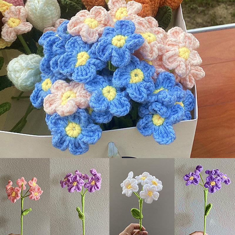 Homemade Milk Cotton Crochet Flower Artificial Crochet Bouquets Hand Knitted Flower Finished