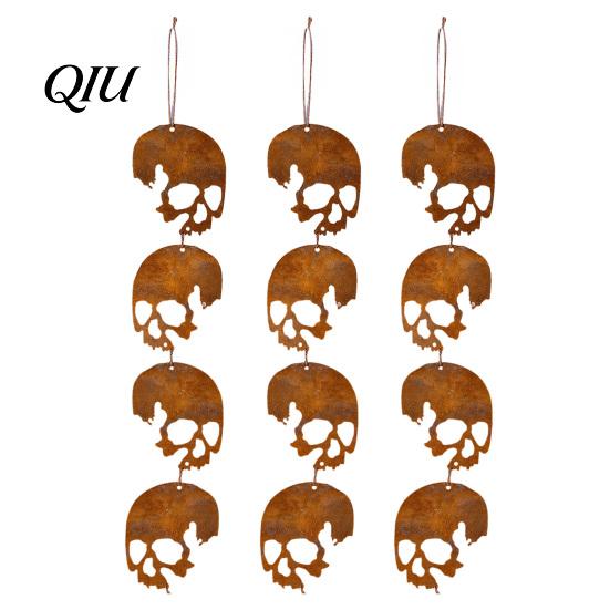 Halloween Garden Sign Skull Hanging Ornaments, Metal Sign, Decorative Festive Decor Shaped Tags for Indoor Outdoor Yard Retro
