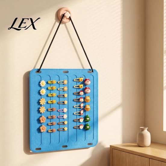 Portable Hair Rope Organizer Accessories Wall Hanging Storage Bag, Space Saving Felt Childrens Room Decor with Hook, Multi-Color Partitioned