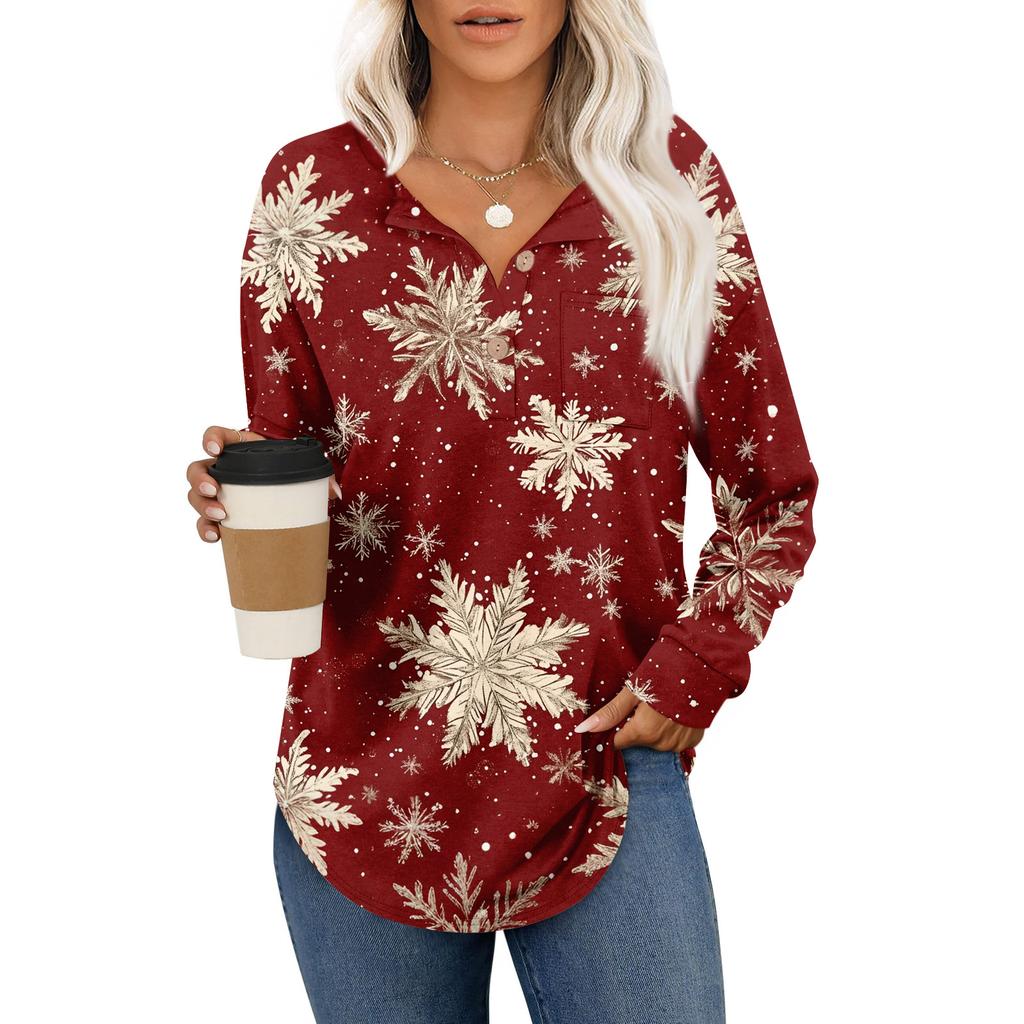 Women's Fashion Long Sleeve Christmas Loose Long Sleeve Casual Top