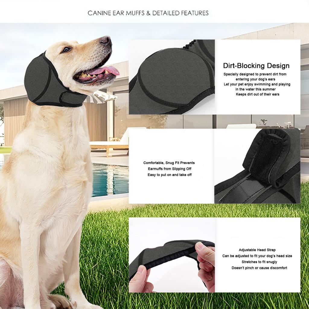 Dog Calming Hoodie Stretchable Noise Protection Ears Muffs Soft Comfortable Earmuffs for Firework Grooming Thunderstorms