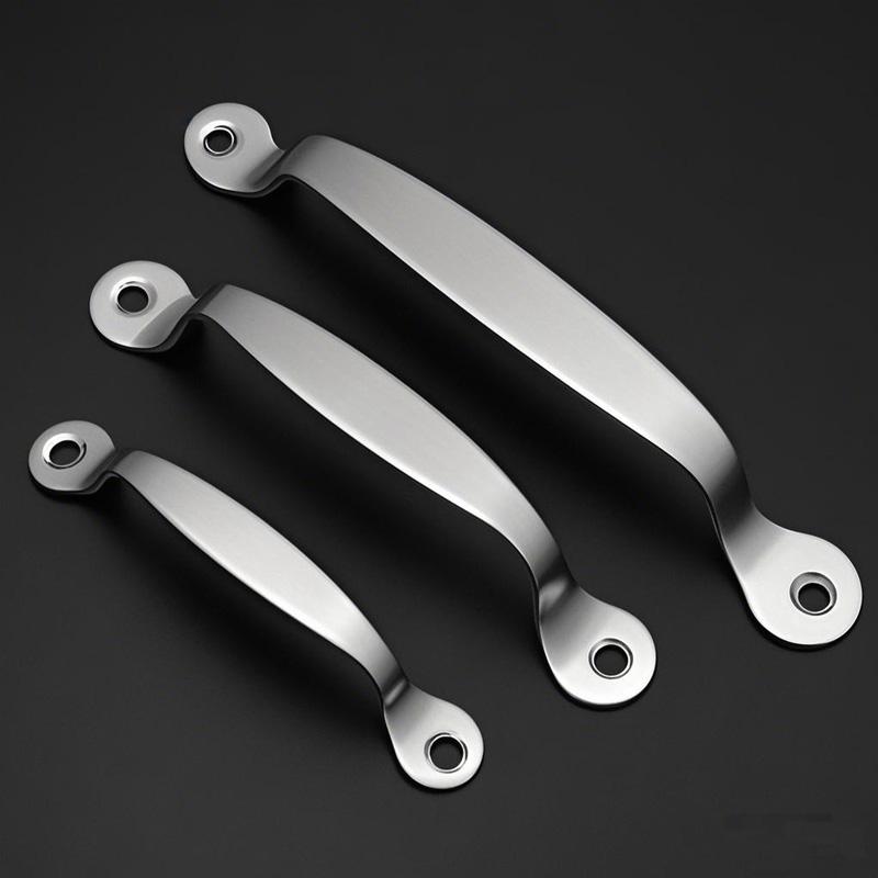 2Pcs/Pack Stainless Steel DIY Garage Silver Handle 4/5/6 Inch Door Lock Furniture Bow-shaped Knob Hardware Pull