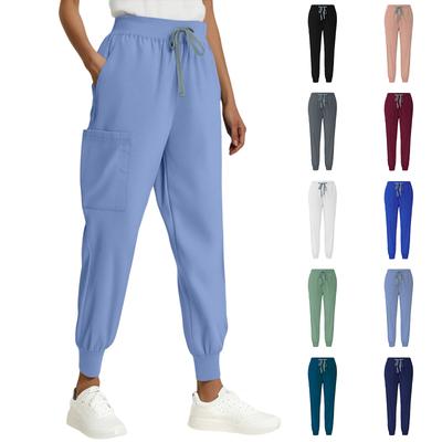 Женские модные однотонные повседневные брюки с эластичной резинкой на талии и карманами