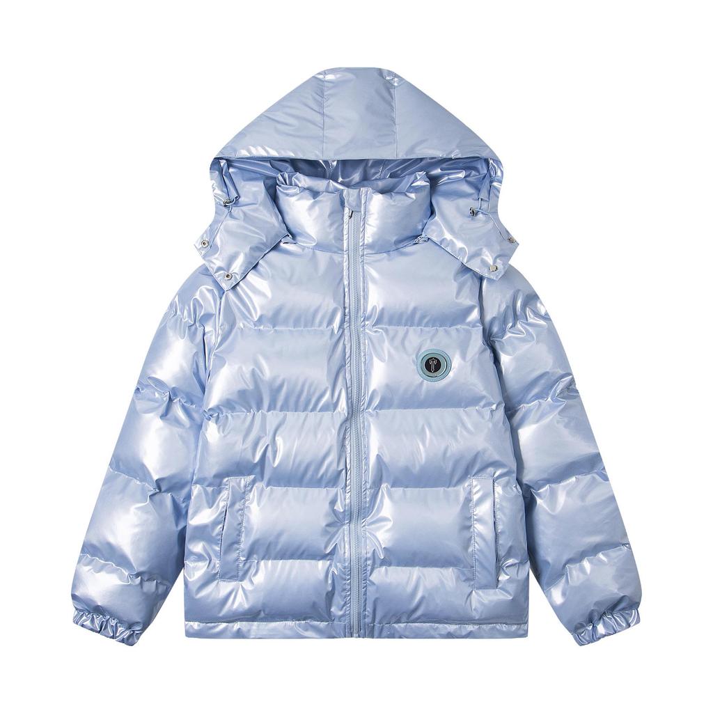 Стильная черная куртка Trapstar из ПУ кожи с отстегивающимся капюшоном - Утепленная хлопковая парка для пары В наличии